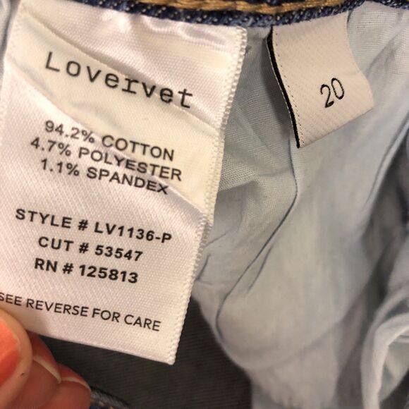 Lovervet By Vervet Jeans Womens Plus 20 Blue High Rise Straight Raw Hem NWT - Picture 9 of 10